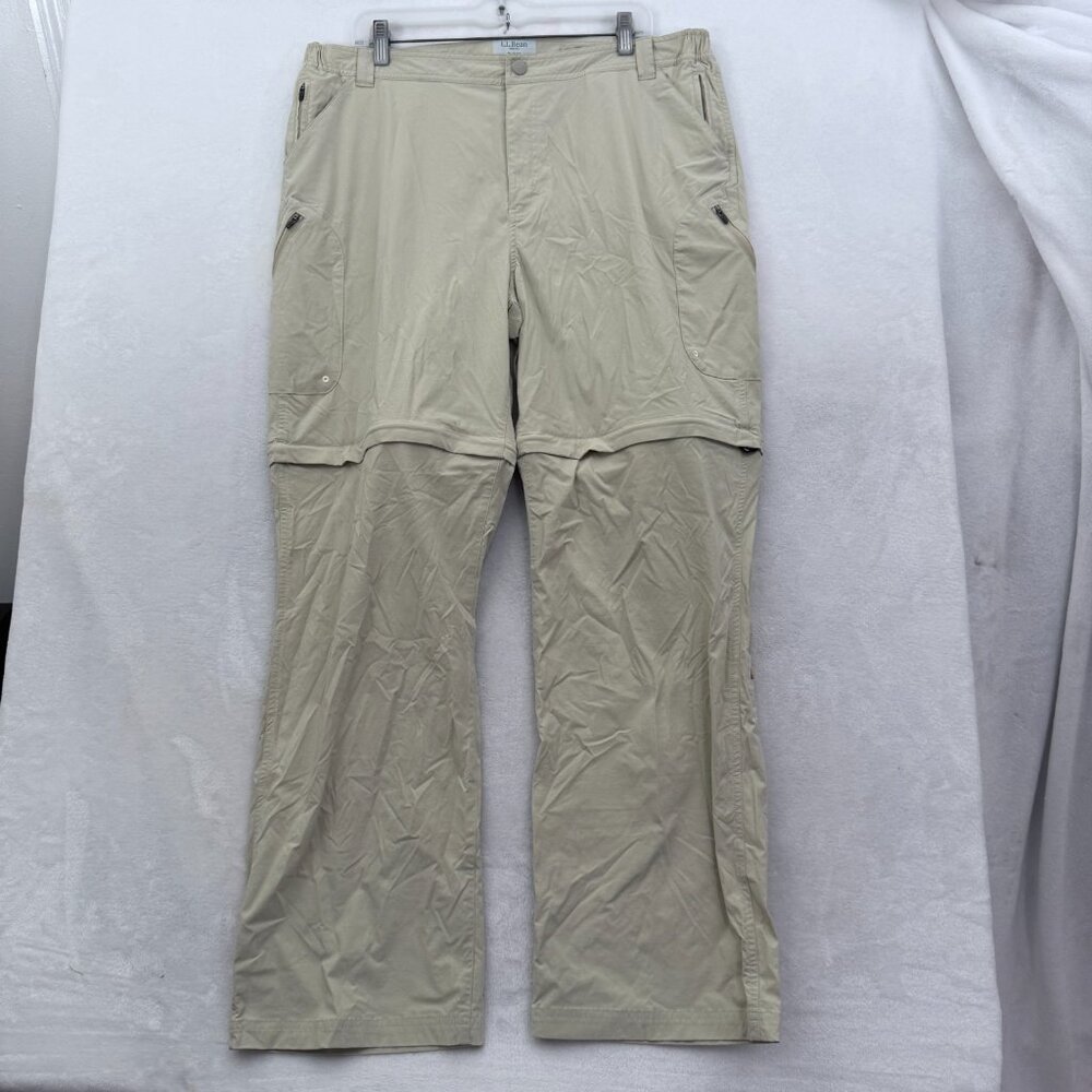 LL Bean Cargo Pants Mens XL 36x30 Beige Convertible Hiking Performance Stretch